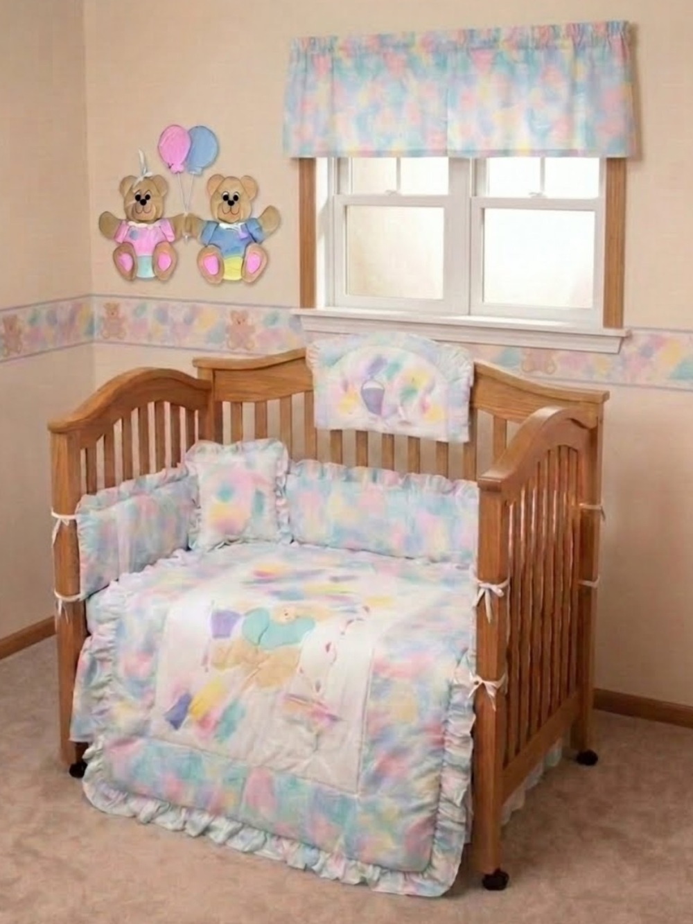 VTG Kidsline Nursery Crib Pastel Set Teddy Bear Limited Edition Signed 80s 90s